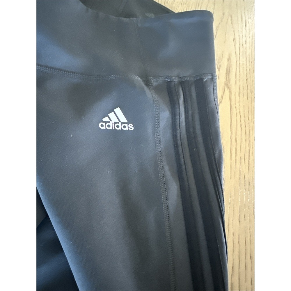 Adidas Womens Climalite High Rise 3-Stripe Leggings Gray CZ7646 Size large A11 - Picture 3 of 4